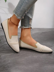 Vintage Contrast Binding Snip Toe Ballet Flats