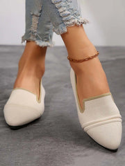 Vintage Contrast Binding Snip Toe Ballet Flats