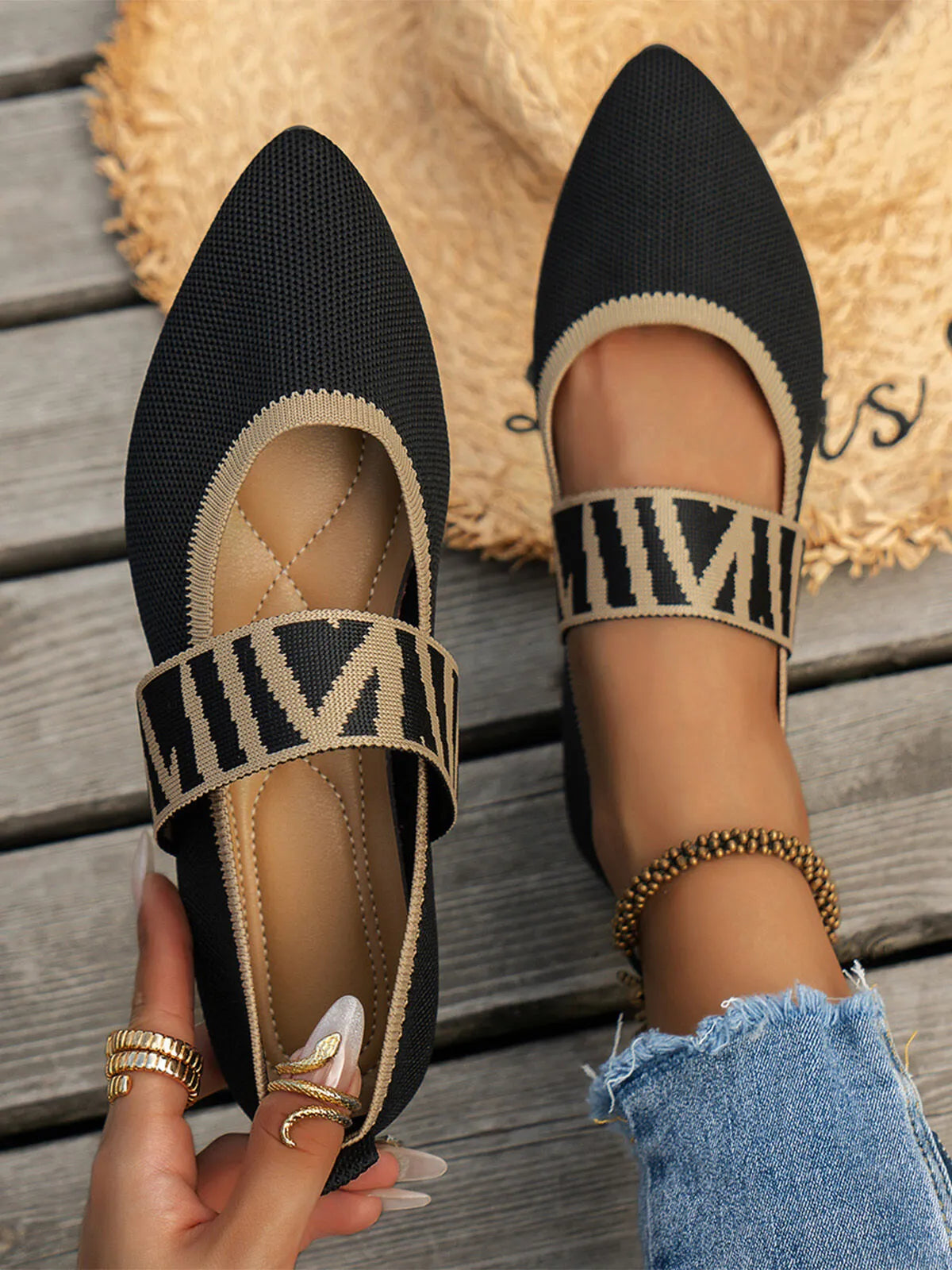 Vintage Contrast Binding Snip Toe Office Flats