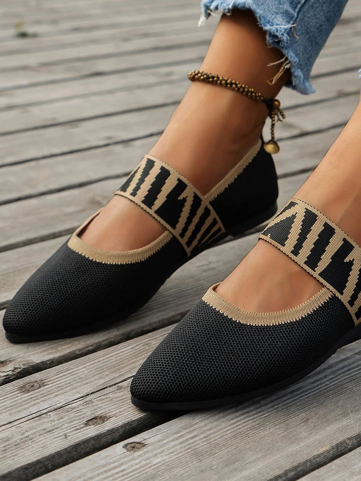 Vintage Contrast Binding Snip Toe Office Flats