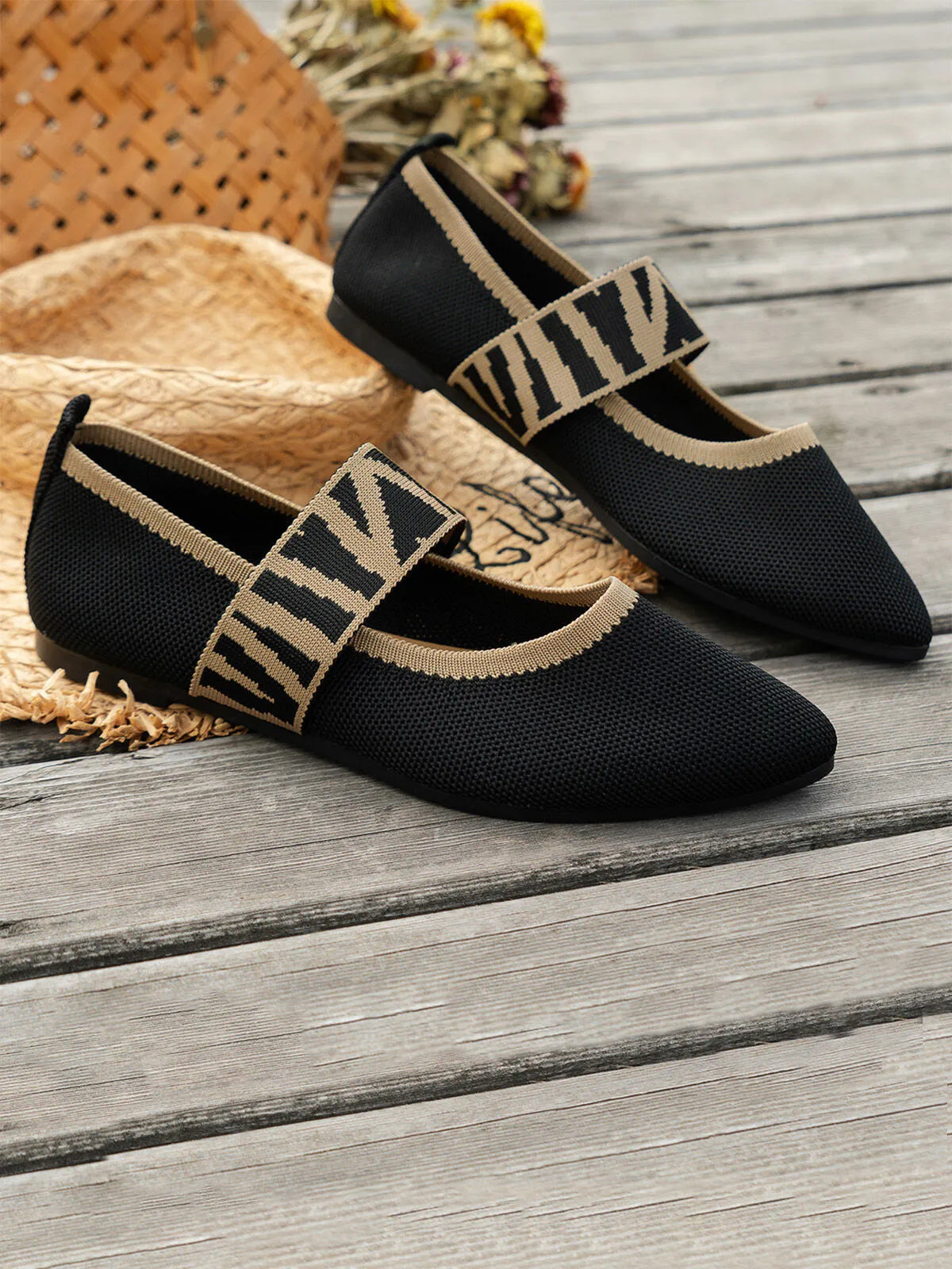 Vintage Contrast Binding Snip Toe Office Flats