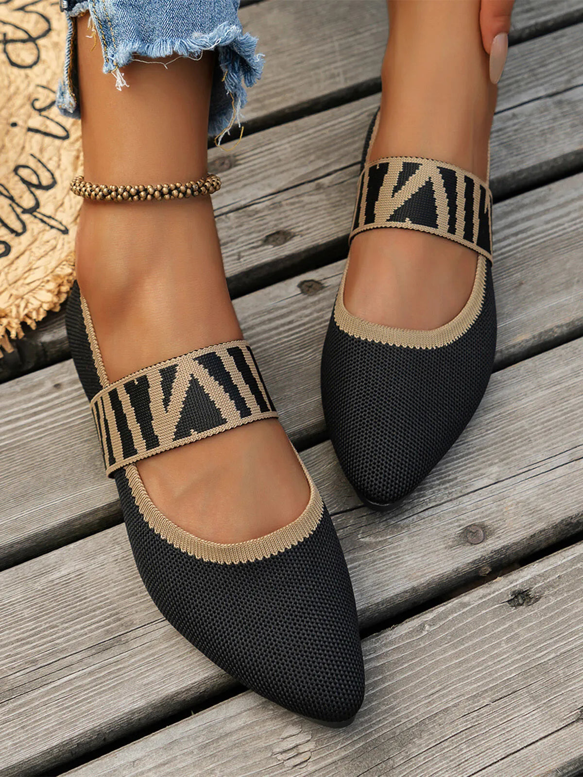 Vintage Contrast Binding Snip Toe Office Flats