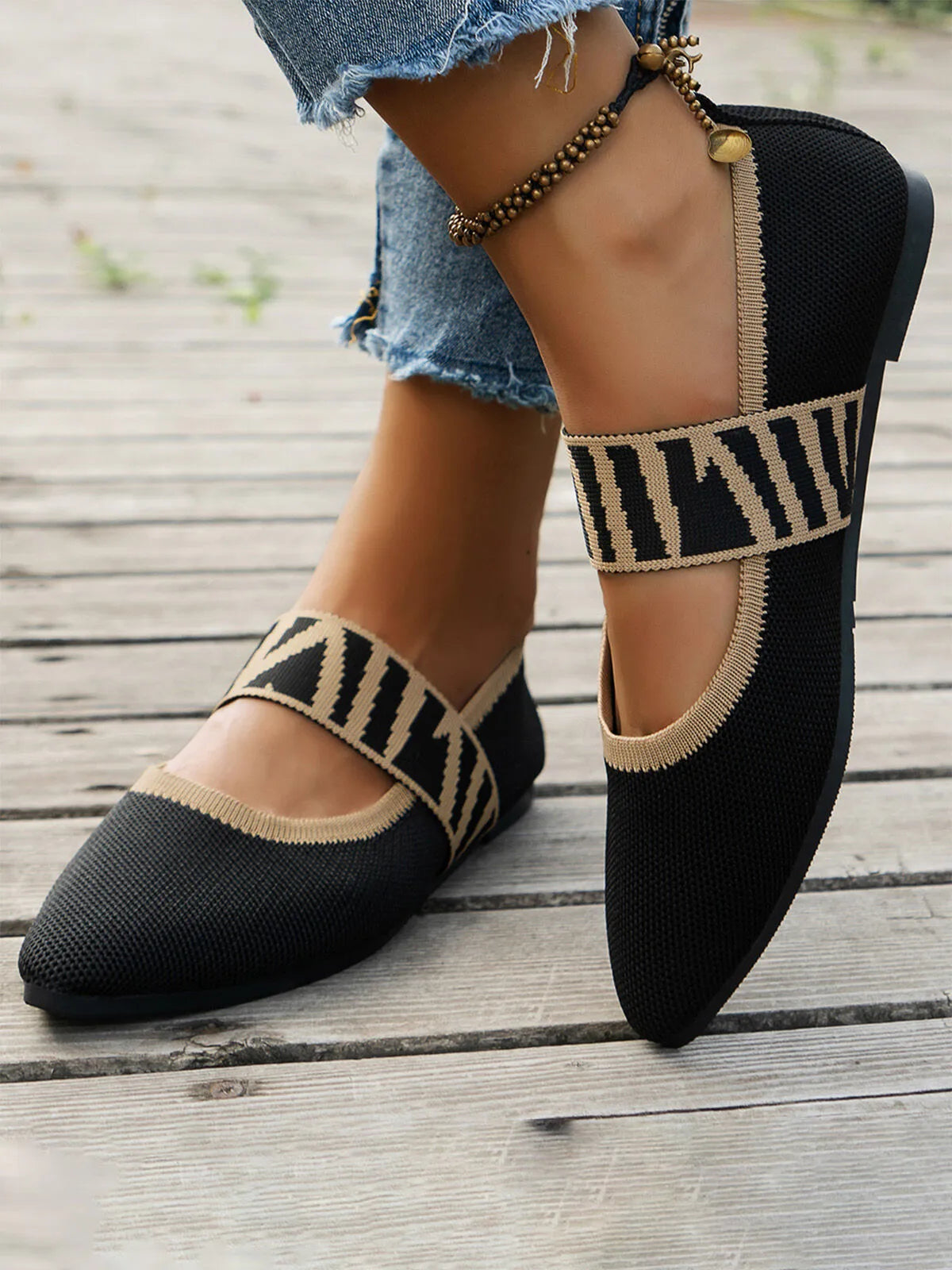 Vintage Contrast Binding Snip Toe Office Flats