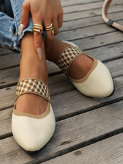 Vintage Contrast Binding Snip Toe Office Flats