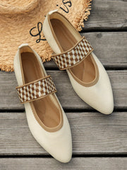Vintage Contrast Binding Snip Toe Office Flats