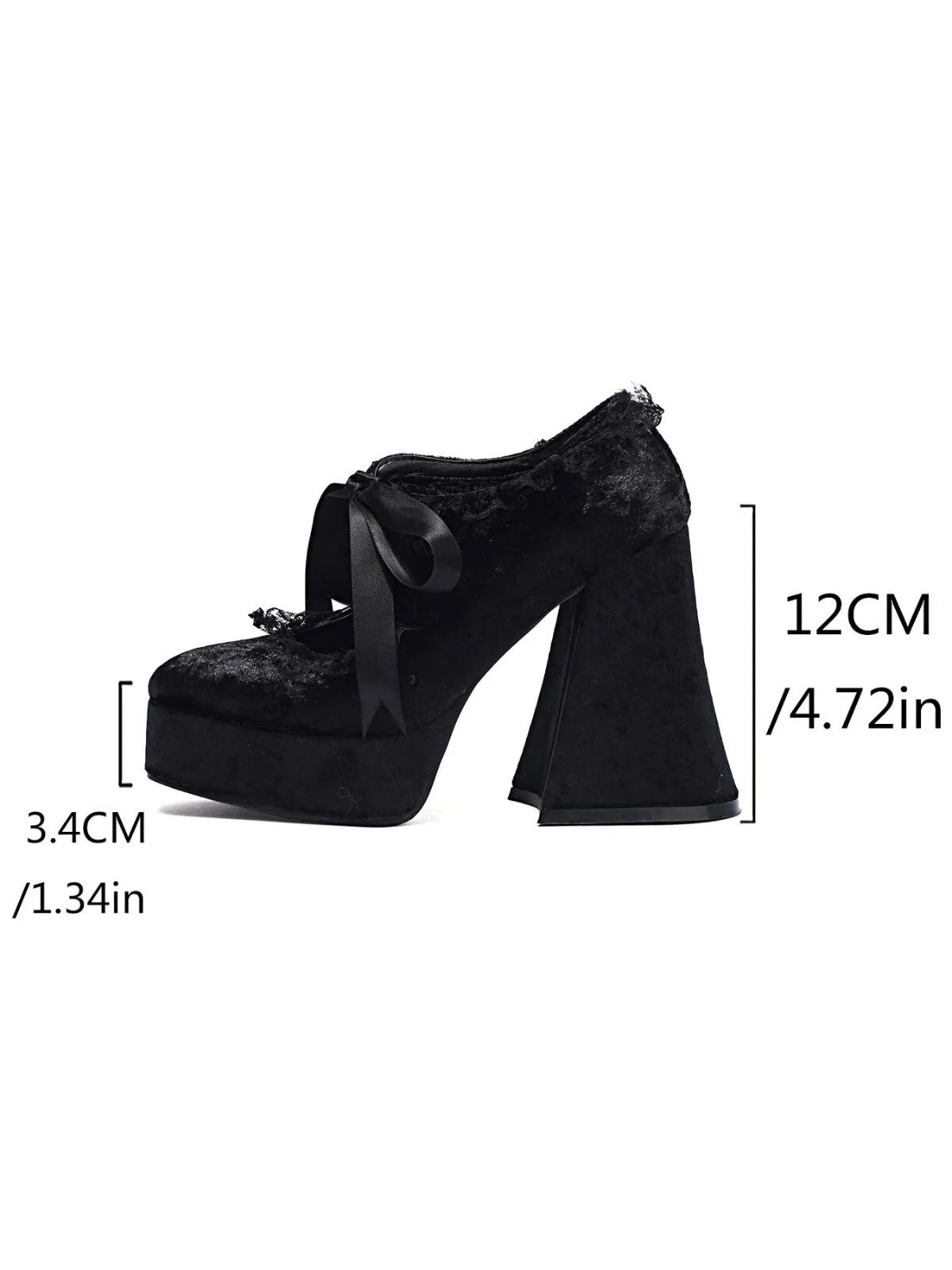 Vintage Style High Heel Round Toe Lace Flannelette Pull On Heels