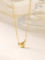1pc 14k Gold-Plated Heart Shape Pendant Dainty Fashion Layer Stacking Initials Choker Necklace