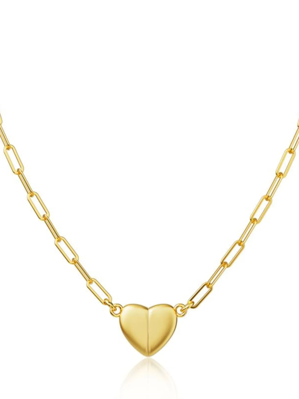 1pc 14k Gold-Plated Heart Shape Pendant Dainty Fashion Layer Stacking Initials Choker Necklace