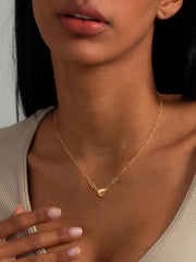 1pc 14k Gold-Plated Heart Shape Pendant Dainty Fashion Layer Stacking Initials Choker Necklace