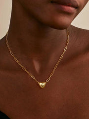 1pc 14k Gold-Plated Heart Shape Pendant Dainty Fashion Layer Stacking Initials Choker Necklace