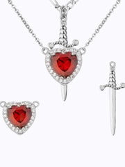 1pc Zirconia Dagger Cross Pendant 14K Gold Plated Heart Pendant Necklaces for Women Men