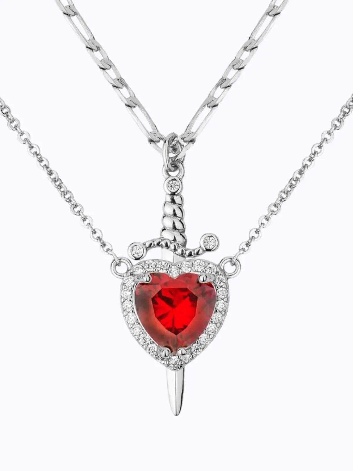 1pc Zirconia Dagger Cross Pendant 14K Gold Plated Heart Pendant Necklaces for Women Men