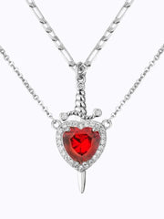 1pc Zirconia Dagger Cross Pendant 14K Gold Plated Heart Pendant Necklaces for Women Men