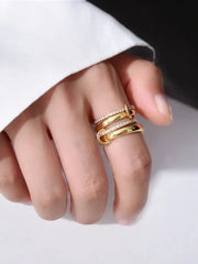 1pc Statement Multi Ring Mixed Metals Gold Interlocked Stackable Rings
