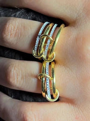 1pc Statement Multi Ring Mixed Metals Gold Interlocked Stackable Rings