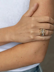 1pc Statement Multi Ring Mixed Metals Gold Interlocked Stackable Rings