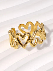 Western Style 1pc Solid Heart Stainless Steel Ring