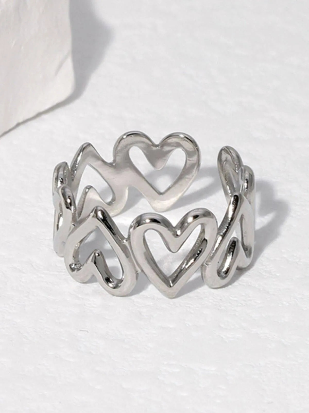 Western Style 1pc Solid Heart Stainless Steel Ring