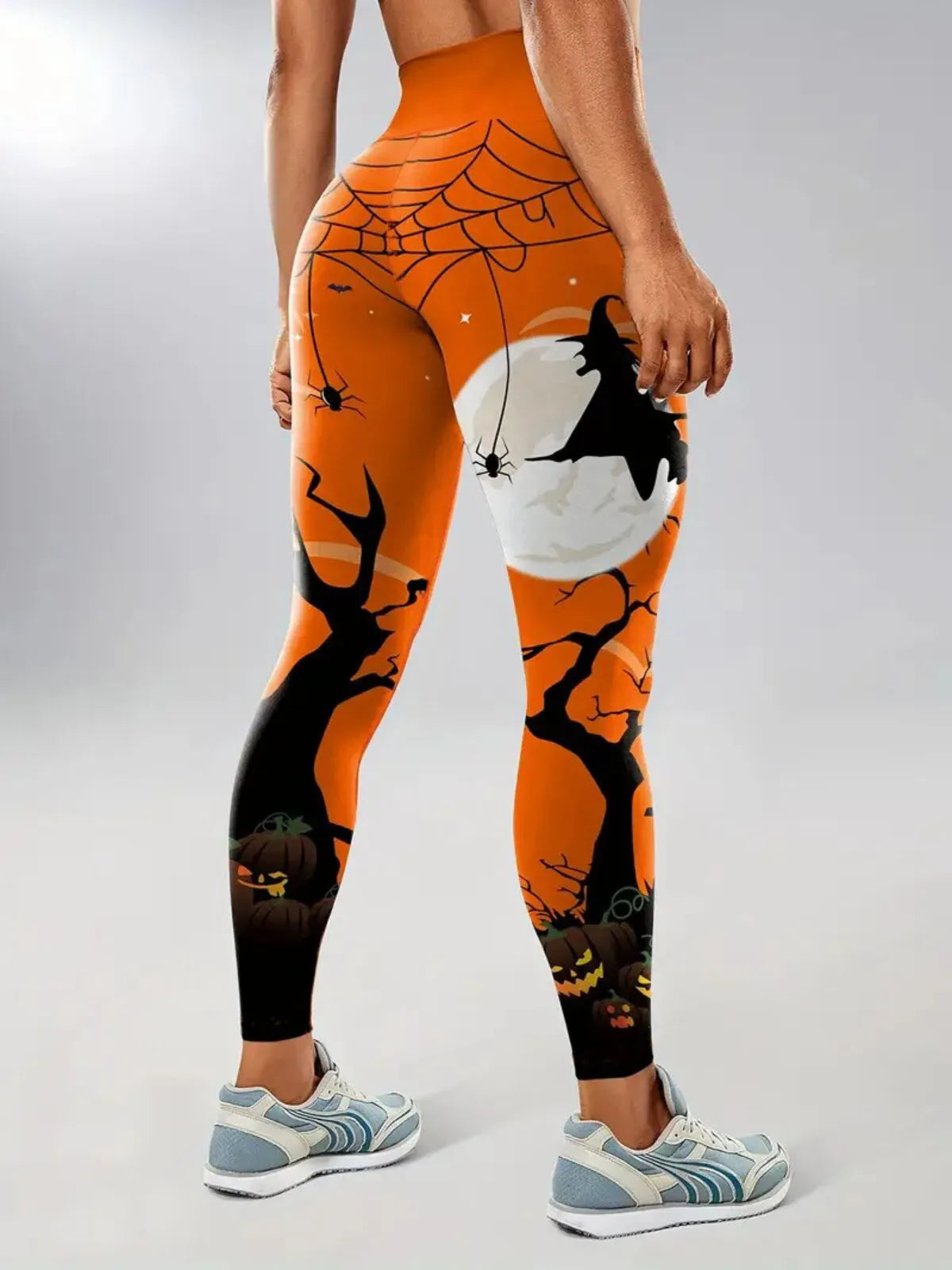 Halloween Pumpkin Elastic Waist Printing Comfortable  Slacks Cozy Skinny Pants