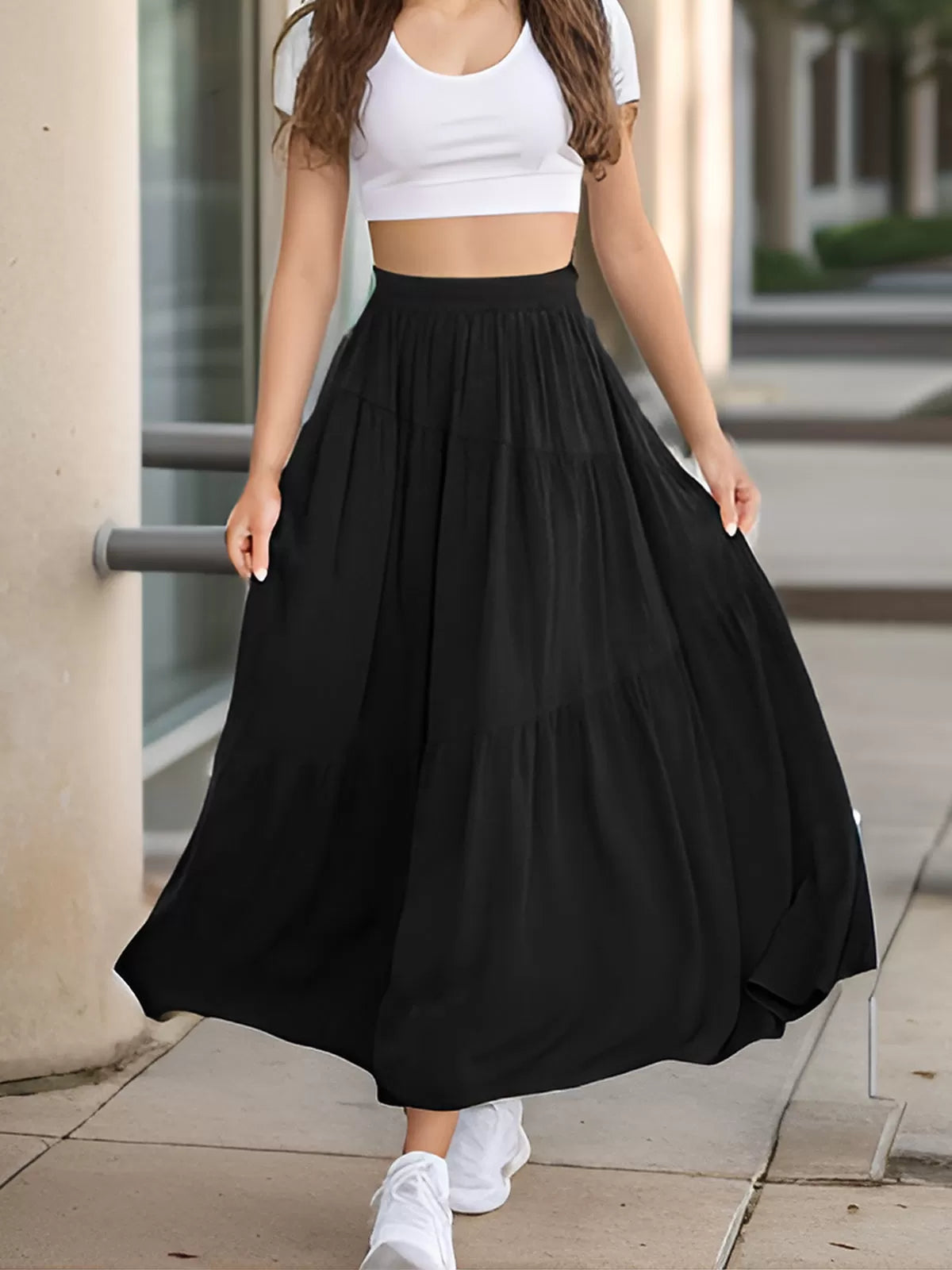 Wrinkle Medium Rise Skirt