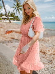 Wrinkle V-neck Flounce A-line Dress