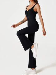 Solid Zipper Round Neck High Rise Bodysuits