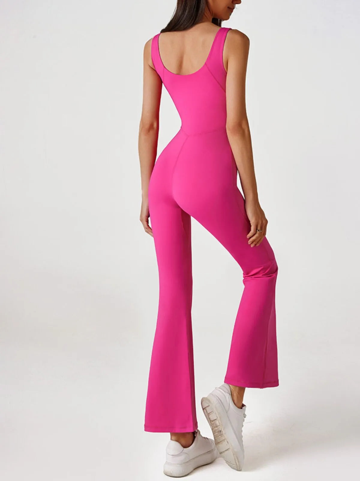 Solid Zipper Round Neck High Rise Bodysuits
